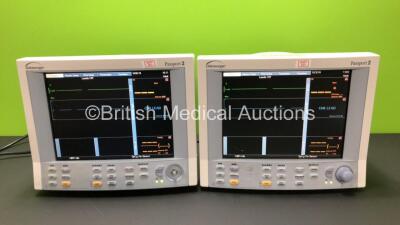 2 x Datascope Passport 2 Patient Monitors Including ECG, SpO2, NIBP and T1 Options (Powers Up with 1 Missing Dial and Noisy) *TS08505 A7 - TS141288H8* (RI)