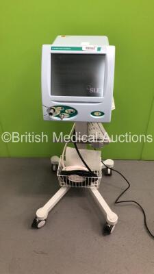 SLE 4000 Infant Ventilator TTV Plus Electronic Unit Model F Pneumatic Unit Model N on Stand with Hoses Software Version 5 (Powers Up)