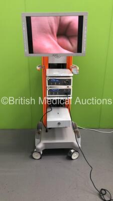 Smith and Nephew Stack Trolley with Sony Monitor, Smith and Nephew 500XL Xenon Light Source, Smith and Nephew 560P High Definition Camera System and Smith and Nephew 560H Camera Head (Powers Up)