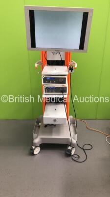 Smith and Nephew Stack Trolley with Sony Monitor, Smith and Nephew 500XL Xenon Light Source, Smith and Nephew 560P High Definition Camera System and Smith and Nephew 560H Camera Head - Missing Head Attachment (Powers Up)