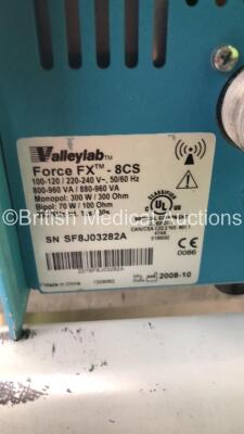 Valleylab Force FX-8CS Electrosurgical / Diathermy Unit on with Footswitches on Eschmann Trolley (Powers Up) *S/N SF8J03282A *Mfd 10/2008* - 5