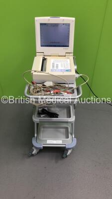 Fukuda Denshi CardiMax FX-7542 ECG Machine on Stand with 10 Lead ECG Leads (Powers Up)