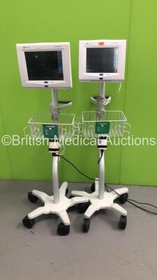 2 x Spacelabs Patient Monitors Model 91370 on Stands (Both Power Up) *S/N 1370-201159*
