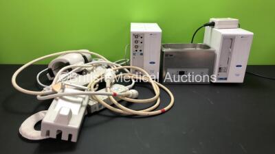 Mixed Lot Including 2 x Spacelabs Healthcare Ultraview SL3800 Central Monitors with 1 x AC Power Supply (Powers Up) 1 x Ultrawave Precision Ultrasonic Cleaning Bath (No Power with Missing Lid-See Photo) 1 x Philips Synergy Multi Connect Lead and 1 x Medic