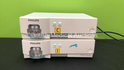 2 x Philips Intellivue G5 M1019A Gas Modules with Water Trap (Both Power Up) *ASDF-0036 - ASDJ-0177*