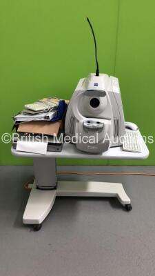 Zeiss Visante OCT Anterior Segment Imaging Unit Model 1000 Version 3.0.1.8 on Motorized Table with Keyboard,Manual,Printer and Zeiss Training Test Eye in Case (Powers Up) * Mfd 2010 * * SN 1000-2238 *