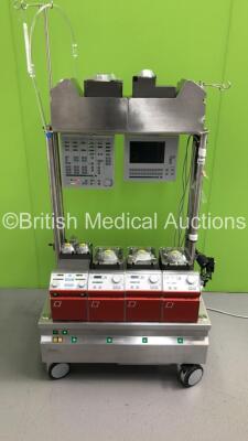 Jostra MPL Type 20-144 4 Pump Heart-Lung Machine with 6 x Roller Pumps Including 2 x Dual and 4 x Single,Monitor Unit Type 20-490 and Control Unit Type 20-484 (Powers Up) * Mfd 2001 * * Asset No FS 0111036 - FS 0111034 - FS 0111068 - FS 0111066 - FS 01110