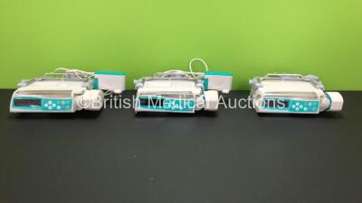 Job Lot of 3 x B.Braun Perfusor Space Syringe Pumps with 2 x Power Supplies and Brackets (All Power Up with 1 x Loose Door - See Photo))