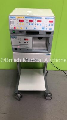 ERBE ICC 350 Electrosurgical / Diathermy Unit with ERBE IES 300 Smoke Evacuator and Dual Footswitch on ERBE Trolley (Powers Up) * SN C-1665 *