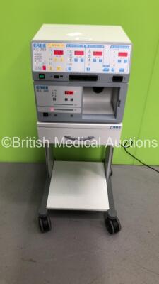 ERBE ICC 350 Electrosurgical / Diathermy Unit with ERBE IES 300 Smoke Evacuator and Dual Footswitch on ERBE Trolley (Powers Up) * SN C-1814 *