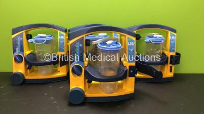 4 x LSU Laerdal Suction Units with 4 x Cups and 4 x Lids (All Power Up) *SN 78090957325 - 78101354916 - 78112081612 - 78090957296*