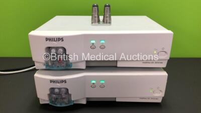 2 x Philips IntelliVue G5 - M1019A Anaesthetic Gas Modules with Water Traps *Mfd 2009 - 2010* (Both Power Up) *ASAL-0016 - ASBC-0025*