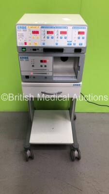 ERBE ICC 350 Electrosurgical / Diathermy Unit with ERBE IES 300 Smoke Evacuator and Dual Footswitch on ERBE Trolley (Powers Up) * SN C-1879 *