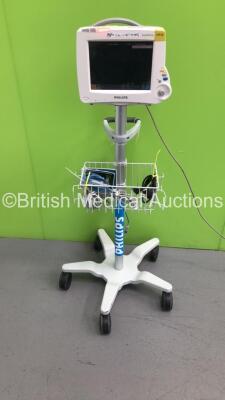 Philips IntelliVue MP30 Patient Monitor on Stand with Philips M3015A Module with CO2 Option and Leads (Powers Up)