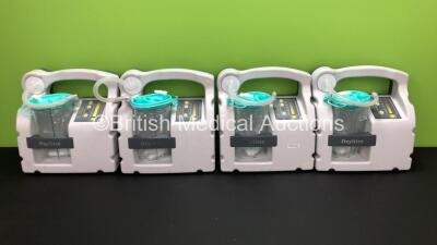 4 x Oxylitre PSP002 Petite Elite Portable Suction Units with 4 x Serres Cups and Lids (All Power Up) *10989012 - 10989019 - 10989005 - 10989027*