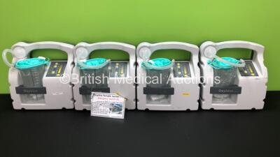 4 x Oxylitre PSP002 Petite Elite Portable Suction Units with 4 x Serres Cups and Lids (All Power Up) *10989014 - 10989031 - 18831009 - 10989013*