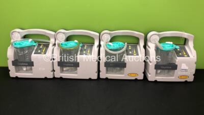 4 x Oxylitre PSP002 Petite Elite Portable Suction Units with 4 x Serres Cups and Lids (All Power Up) *SN 10989007 - 10989050 - 15318001 - 17928001*