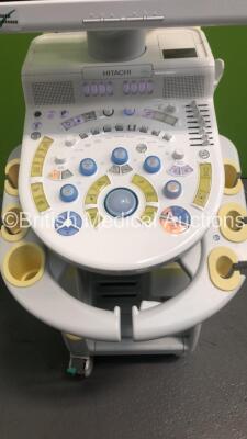 Hitachi Hi Vision Preirus Ultrasound Scanner *S/N KE16265207* **Mfd 2012** with 24 x Hitachi Sterile Puncture Adapters *Expiry Date - 08/2024* (Powers Up - Mark on Handle and Lower Trims) - 3