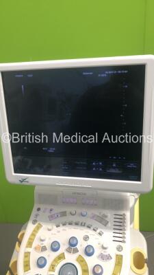 Hitachi Hi Vision Preirus Ultrasound Scanner *S/N KE16265207* **Mfd 2012** with 24 x Hitachi Sterile Puncture Adapters *Expiry Date - 08/2024* (Powers Up - Mark on Handle and Lower Trims) - 5