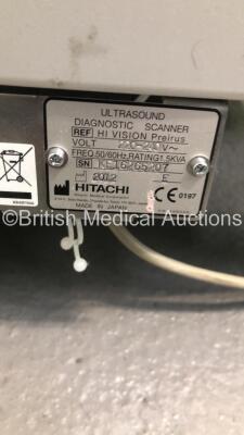 Hitachi Hi Vision Preirus Ultrasound Scanner *S/N KE16265207* **Mfd 2012** with 24 x Hitachi Sterile Puncture Adapters *Expiry Date - 08/2024* (Powers Up - Mark on Handle and Lower Trims) - 8