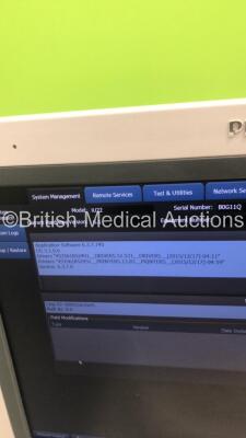 Philips iU22 Flat Screen Ultrasound Scanner Ref 8500-0064-02 on G.1 Cart *S/N B0G11Q* **Mfd 2013** Software Version 6.3.7.745 with 2 x Transducers / Probes (L9-3 and C5-1) and Sony UP-D897 Digital Graphic Printer (Powers Up - Damage to Trims and Panels - - 14