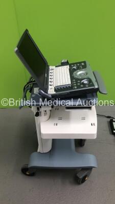 GE Logiq e Portable Ultrasound Scanner Ref 5148751 *S/N 57454WX1* **Mfd 04/2007** Software Version R4.0.4 with 2 x Transducers / Probes (4C-RS Ref 5125386 *Mfd 07/2016* and 12L-RS Ref 5141337 *Mfd 01/2013* on Voluson Dock Cart (Powers Up - Docking Cart No - 35