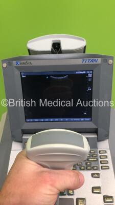 SonoSite Titan Portable Ultrasound Scanner Ref P04541-02 *S/N 033YHM* **Mfd 02/2005** Boot Version 21.80.202.016 ARM Version 21.80.203.017 with 3 x Transducers / Probes (C8/8-5MHz Ref P03363-02 *Mfd 08/2007* / C60/5-2 MHz Ref P04969-01 *Mfd 02/2005* and L - 10