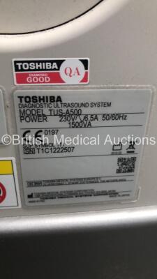 Toshiba Aplio 500 TUS-A500 Flat Screen Ultrasound Scanner *S/N T1C1222507* **Mfd 02/2012** with 4 x Transducers / Probes (PLT-1204BX *Mfd 07/2015* / PVT-375BT *Mfd 12/2011* / PLT-805AT *Mfd 01/2012* and PVT-674BT *Mfd 02/2011*) and Sony UP-D897 Digital Gr - 16