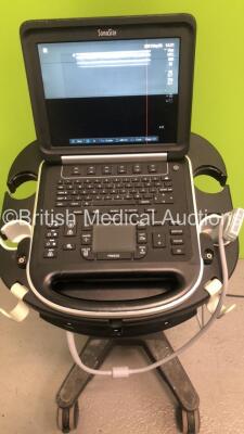 SonoSite Edge Ultrasound Scanner Ref P15000-12 *S/N 03T9NQ* **Mfd 12/2012** Boot Version 55.80.102.022 ARM Version 55.80.102.022 with 1 x Transducer / Probe (HFL38x/13-6MHz Ref P07682-70 *Mfd 08/2016* on SonoSite Stand (Powers Up - Damaged Screen - See Pi - 2