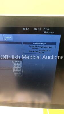 GE Logiq P9 Flat Screen Ultrasound Scanner Ref 5641037 *S/N 298543SU0* **Mfd 07/2015** Software Version R1 Software Revision 0.1 with 4 x Transducers / Probes (L8-18i-RS Ref 5393197 *Mfd 06/2015* / ML6-15-RS Ref 5428942 *Mfd 07/2015* / C1-5-RS Ref 5384874 - 11