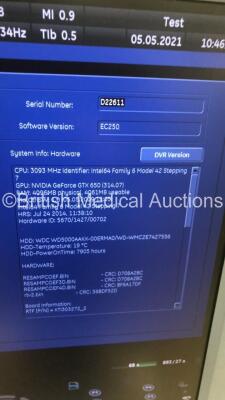 GE Voluson E8 Expert Flat Screen Ultrasound Scanner *S/N D22611* **Mfd 07/2014** Software Version 14.0.6.1639 BT Version 13.5 with 2 x Transducers / Probes (RAB6-D Ref H48681MG *Mfd 09/2014* and C1-5-D Ref 5261135 *Mfd 08/2014*), Sony UP-D897 Digital Grap - 11