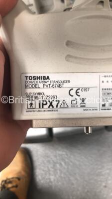 Toshiba Aplio 500 TUS-A500 Flat Screen Ultrasound Scanner *S/N T1D12S3606* **Mfd 12/2012** with 4 x Transducers / Probes (PLT-1202S *Mfd 07/2012* / PVT-674BT *Mfd 12/2012* / PLT-1204BT *Mfd 11/2012* and PVT-375BT *Mfd 04/2018*) and Sony UP-D897 Digital G - 15