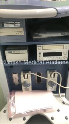 GE Voluson 730 Pro Ultrasound Scanner *S/N A40594* **Mfd 01/2008** with 2 x Transducers / Probes (AB2-7 *Mfd 11/2007* and IC5-9H *Mfd 02/2008*), Sony UP-897MD Video Graphic Printer and SOny DVO-1000MD DVD Recorder (Draws Power - Blank Screen - Missing But - 7