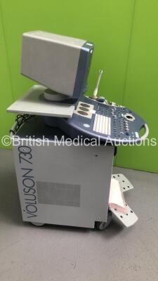 GE Voluson 730 Pro Ultrasound Scanner *S/N A40594* **Mfd 01/2008** with 2 x Transducers / Probes (AB2-7 *Mfd 11/2007* and IC5-9H *Mfd 02/2008*), Sony UP-897MD Video Graphic Printer and SOny DVO-1000MD DVD Recorder (Draws Power - Blank Screen - Missing But - 14