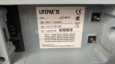 Medtronic Physio-Control Lifepak 15 Version 2 12-Lead Monitor / Defibrillator *Mfd - 2012* Ref - 99577-000656 P/N - V15-2-001003 Software Version - 3306808-005 with Pacer, CO2, SPO2, NIBP, ECG, Auxiliary Power and Printer Options, 4 and 6 Lead ECG Leads, - 7
