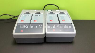 2 x Medtronic Physio-Control Lifepak 15 2-Bay Battery Chargers with 4 x Batteries (Both Power Up) *S02762 / S03852*