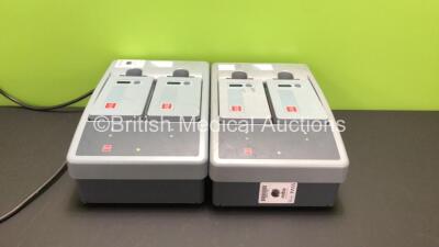 2 x Medtronic Physio-Control Lifepak 15 2-Bay Battery Chargers with 4 x Batteries (Both Power Up) *S03983 / S02455*