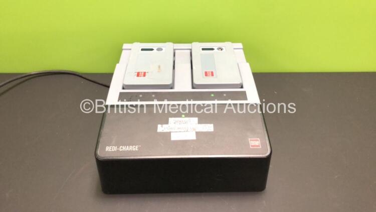 Medtronic Physio-Control Redi-Charge 2 Bay Battery Charger with Lifepak 15 Battery Adapter and 2 x Batteries (Powers Up) *120223 / 025479*