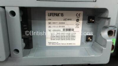 Medtronic Physio-Control Lifepak 15 Version 2 12-Lead Monitor / Defibrillator *Mfd - 2012* Ref - 99577-000656 P/N - V15-2-001003 Software Version - 3306808-005 with Pacer, CO2, SPO2, NIBP, ECG, Auxiliary Power and Printer Options, 4 and 6 Lead ECG Leads, - 8