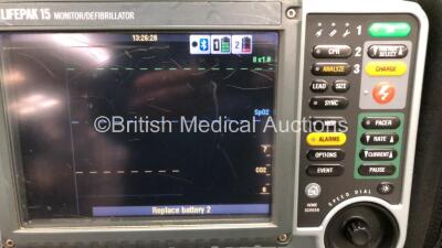 Medtronic Physio-Control Lifepak 15 Version 2 12-Lead Monitor / Defibrillator *Mfd - 2012* Ref - 99577-000656 P/N - V15-2-001003 Software Version - 3306808-005 with Pacer, CO2, SPO2, NIBP, ECG, Auxiliary Power and Printer Options, 4 and 6 Lead ECG Leads, - 2