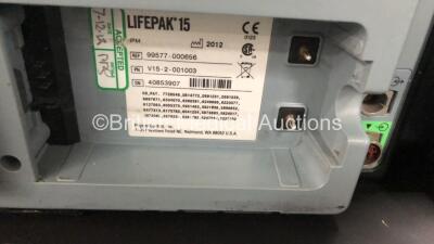 Medtronic Physio-Control Lifepak 15 Version 2 12-Lead Monitor / Defibrillator *Mfd - 2012* Ref - 99577-000656 P/N - V15-2-001003 Software Version - 3306808-005 with Pacer, CO2, SPO2, NIBP, ECG, Auxiliary Power and Printer Options, 4 and 6 Lead ECG Leads, - 8