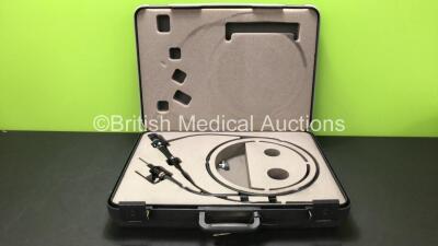 Olympus CYF-3 Fibre Optic Cystoscope in Case - Engineer's Report : Optical System - Badly Stained, Angulation - Strained, Insertion Tube - Worn, Light Transmission - Ok, Channels - Ok, Leak Check - Ok *SN W703741* *Mfd 1987*