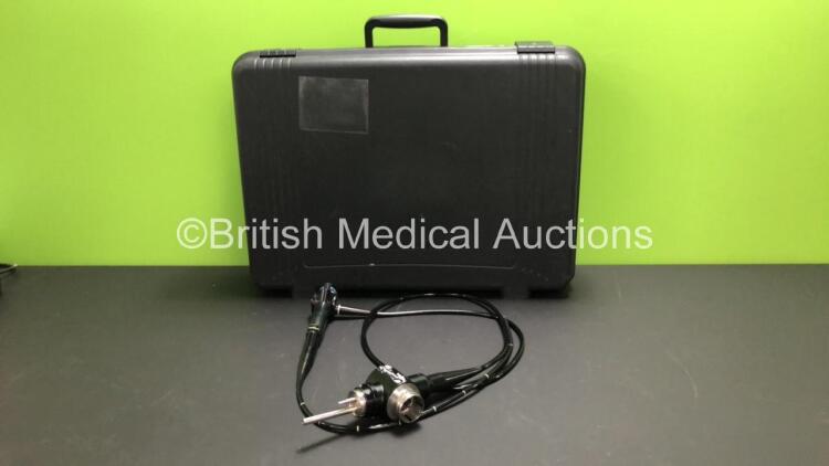 Olympus BF-1T200 Video Bronchoscope in Case - Engineer's Report : Optical System - No Fault Found, Angulation - Down Angulation Inoperative, Insertion Tube - Crush and Kink Marks Present, Light Transmission - No Fault Found, Channels - No Fault Found, Lea