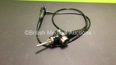 Olympus BF-1T200 Video Bronchoscope in Case - Engineer's Report : Optical System - No Fault Found, Angulation - Down Angulation Inoperative, Insertion Tube - Crush and Kink Marks Present, Light Transmission - No Fault Found, Channels - No Fault Found, Lea - 2