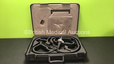 Olympus Type CYF-240 Video Cystoscope in Case- Engineer's Report : Optical System - No Image, Angulation - Strained Not Reaching Specification, Insertion Tube - Crush Marks , Light Transmission - Ok , Channels - Ok, Leak Check - Excessive Leak
