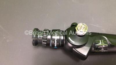 Olympus CYF-5 Cystoscope in Case - Engineer's Report : Optical System - Excessive Broken Fibers and Focus Fault, Angulation - Not Reaching Specification, Insertion Tube - No Fault Found, Channels - No Fault Found, Leak Check - Excessive Leak at Eyepiece * - 3