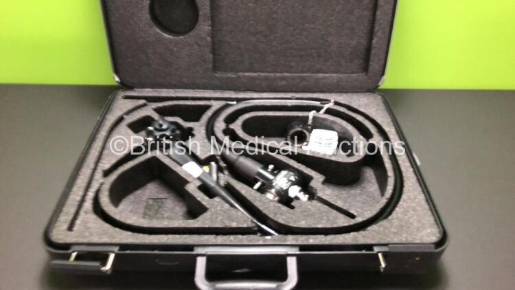 Olympus GIF H260 Video Gastroscope in Case - Engineer's Report : Optical System - OK, Angulation - OK, Insertion Tube - B.S.R. Cement Needs Refreshing, Light Transmission - OK, Channels - No Fault Found Including Valves , Leak Check - OK *S/N 2040678*