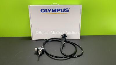 Olympus PCF-240S Video Sigmoidoscope in Case - Engineer's Report : Optical System - No Fault Found, Angulation - L/R Brake Jumping, Insertion Tube - No Fault Found, Channels - No Fault Found, Leak Check - No Fault Found *2600214*