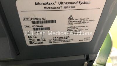 SonoSite Micromaxx Portable Ultrasound Scanner Ref P08840-03 Boot Version 30.80.306.030 ARM Version 30.80.306.030 with 3 x Transducers/Probes (1 x HFL38/13-6 * Mfd Feb 2008 *,1 x P17/5-1 * Mfd Jan 2008 * and 1 x C60e/5-2 * Mfd Sept 2010*) and Sony Video G - 13