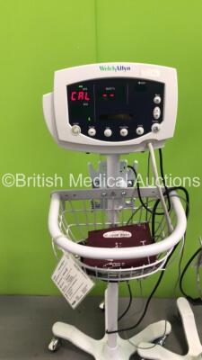 4 x Welch Allyn 53N00 Patient Monitors on Stands with 4 x BP Hoses,4 x BP Cuffs and 4 x SpO2 Finger Sensors (All Power Up) - 2
